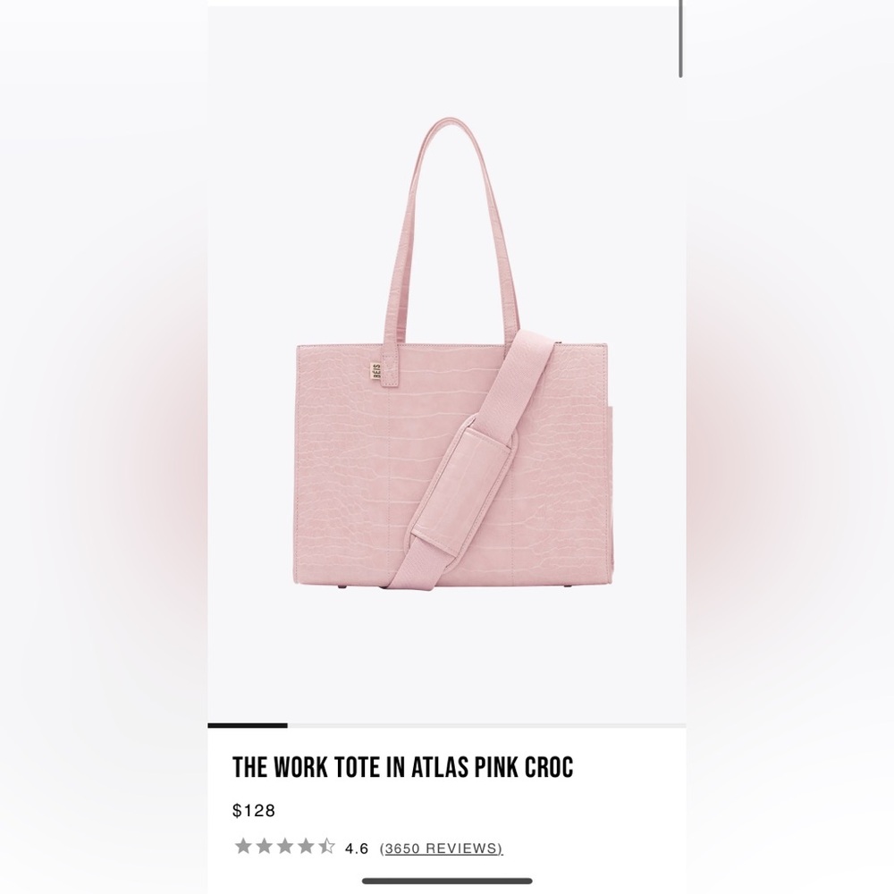 Beis work tote in atlas pink croc